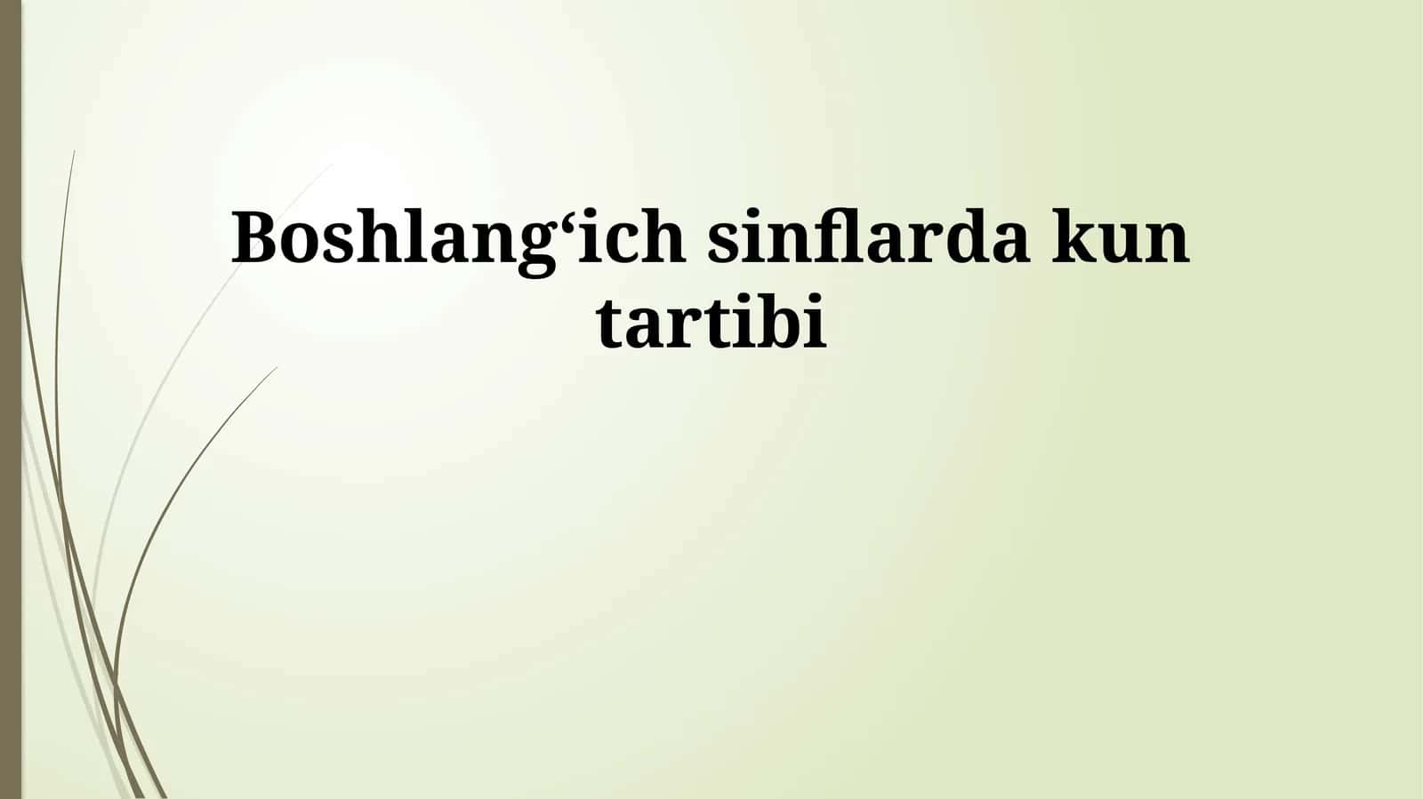 Boshlangʻich sinflarda kun tartibi