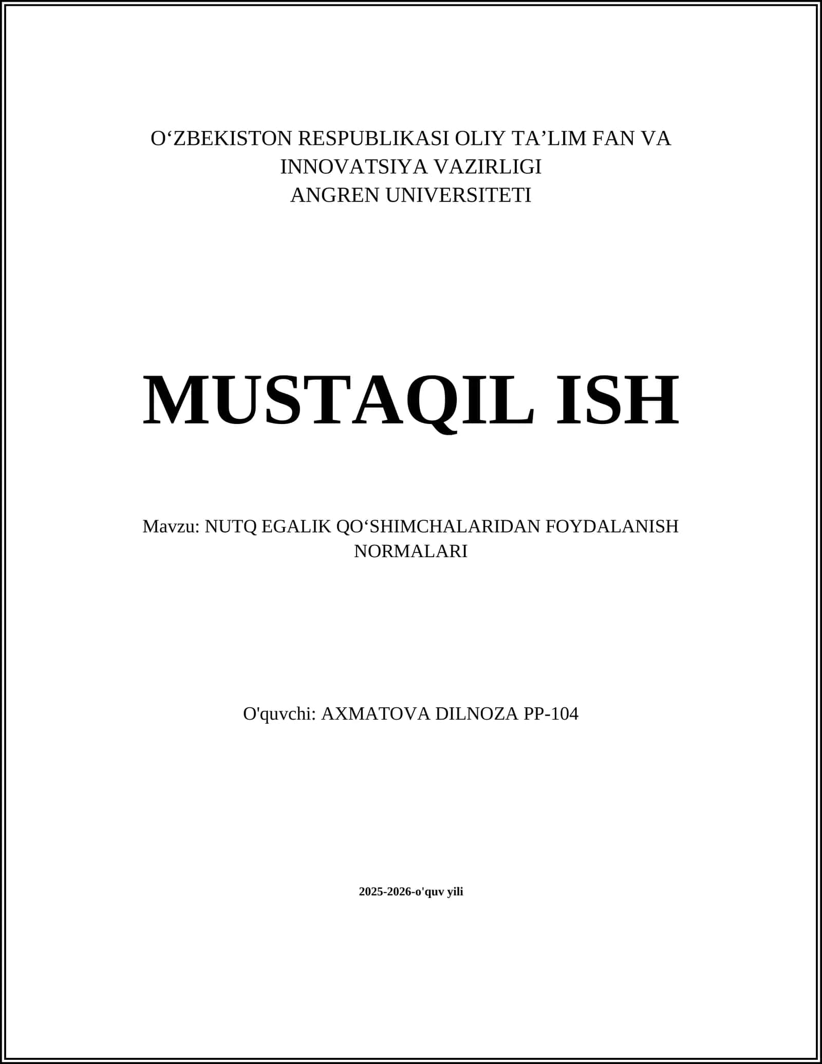 NUTQ EGALIK QO'SHIMCHALARIDAN FOYDALANISH NORMALARI