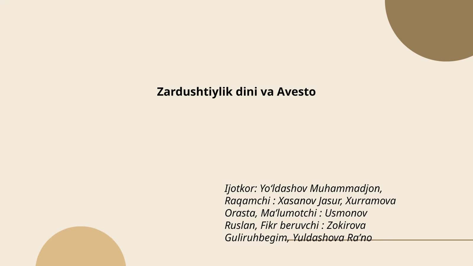 Zardushtiylik dini va Avesto