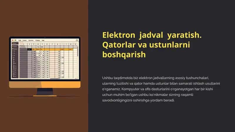 Elektron Jadval Yaratish