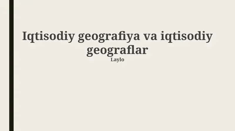Iqtisodiy geografiya va iqtisodiy geograflar