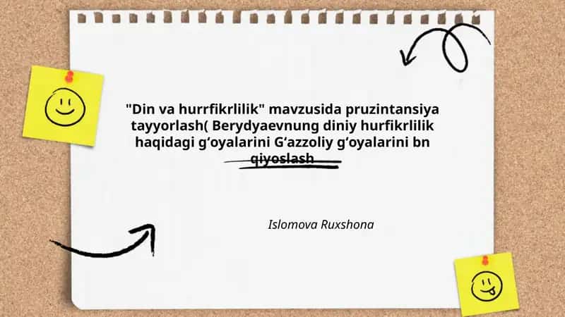 "Din va hurrfikrlilik" mavzusida pruzintansiya tayyorlash