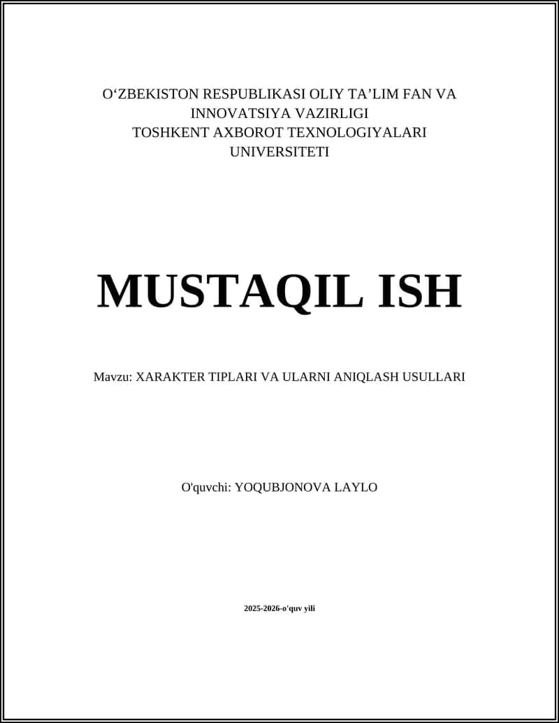Temperament asosidagi xarakter tiplari