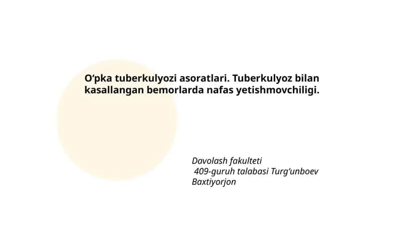 O‘pka tuberkulyozi asoratlari. Tuberkulyoz bilan kasallangan bemorlarda nafas yetishmovchiligi.