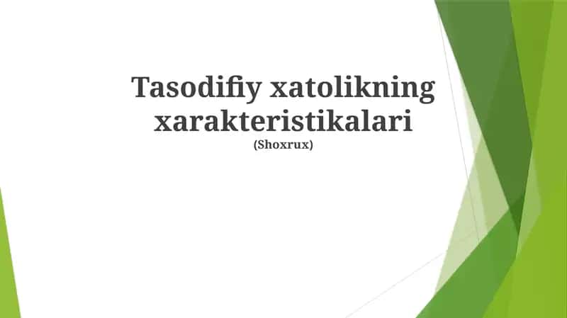Tasodifiy xatolikning xarakteristikalari