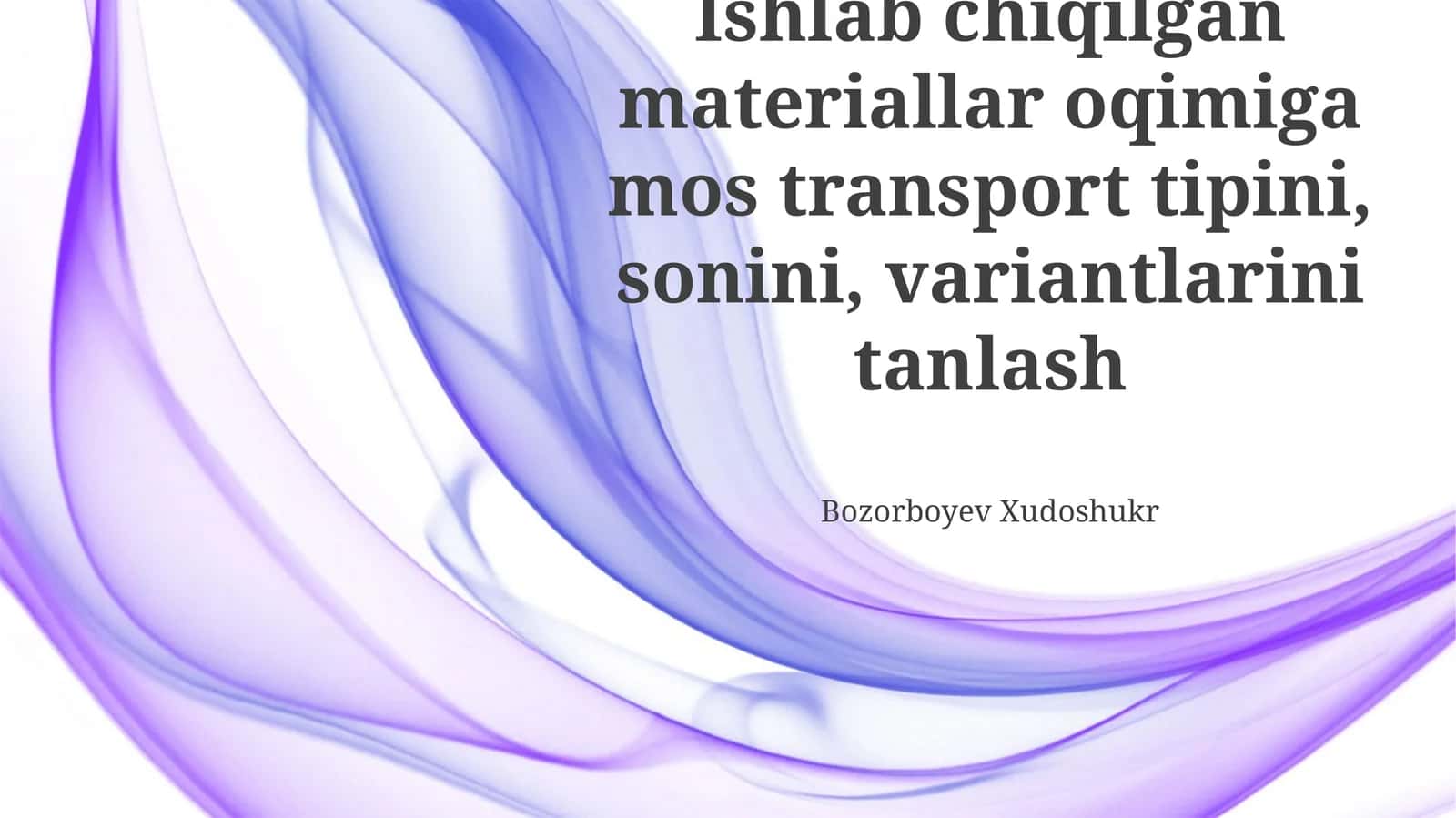 Transport vositalarining sig'imi va turi