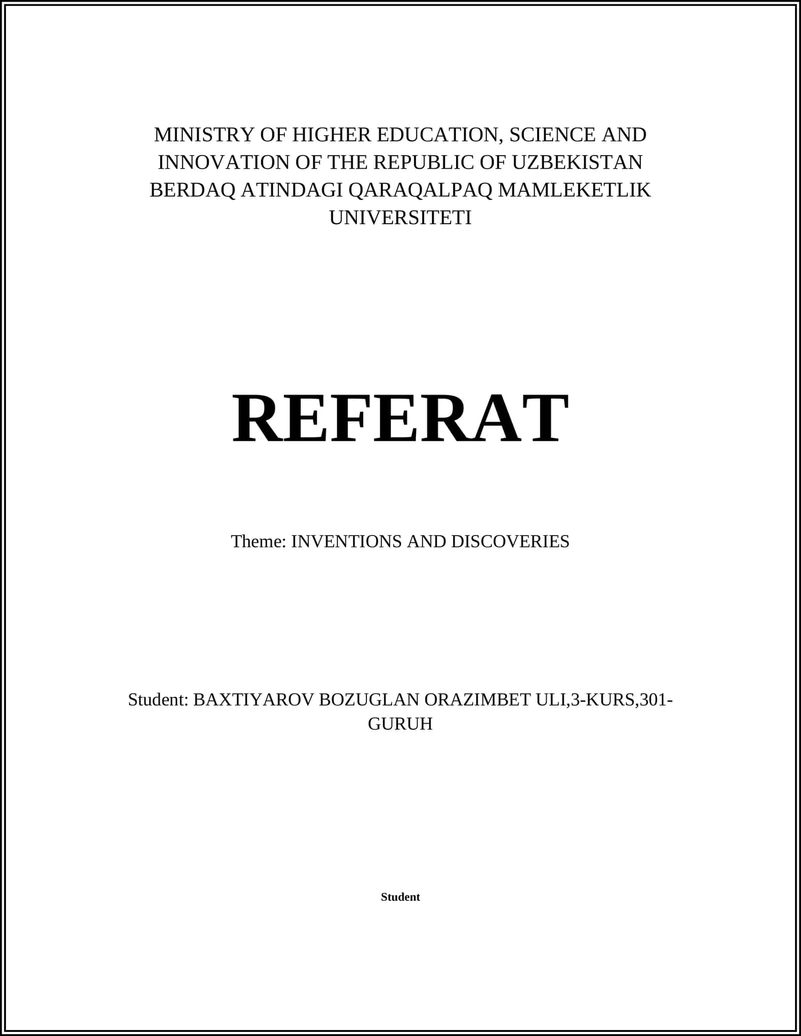 INVENTIONS AND DISCOVERIES