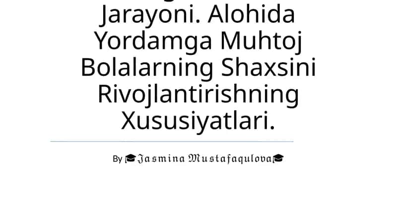 Inklyuziv Ta'limni Amalga Oshirish Jarayoni