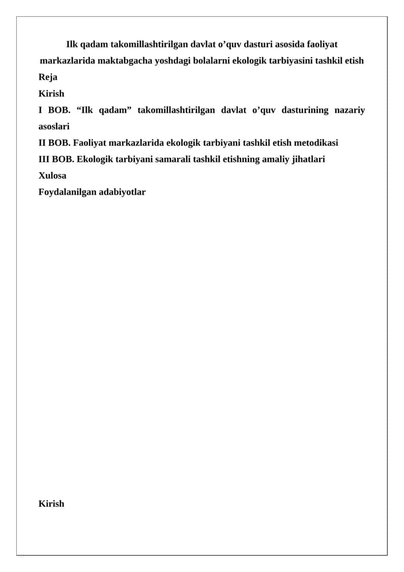O’quv dasturi "Ilk qadam" takomillashtirilgan