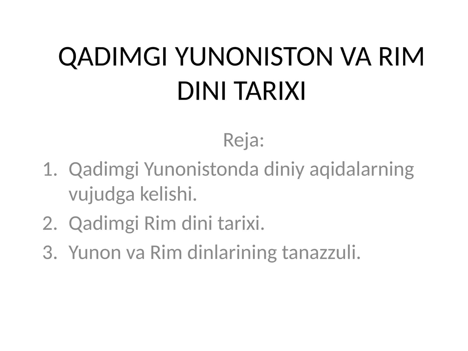 QADIMGI YUNONISTON VA RIM DINI TARIXI
