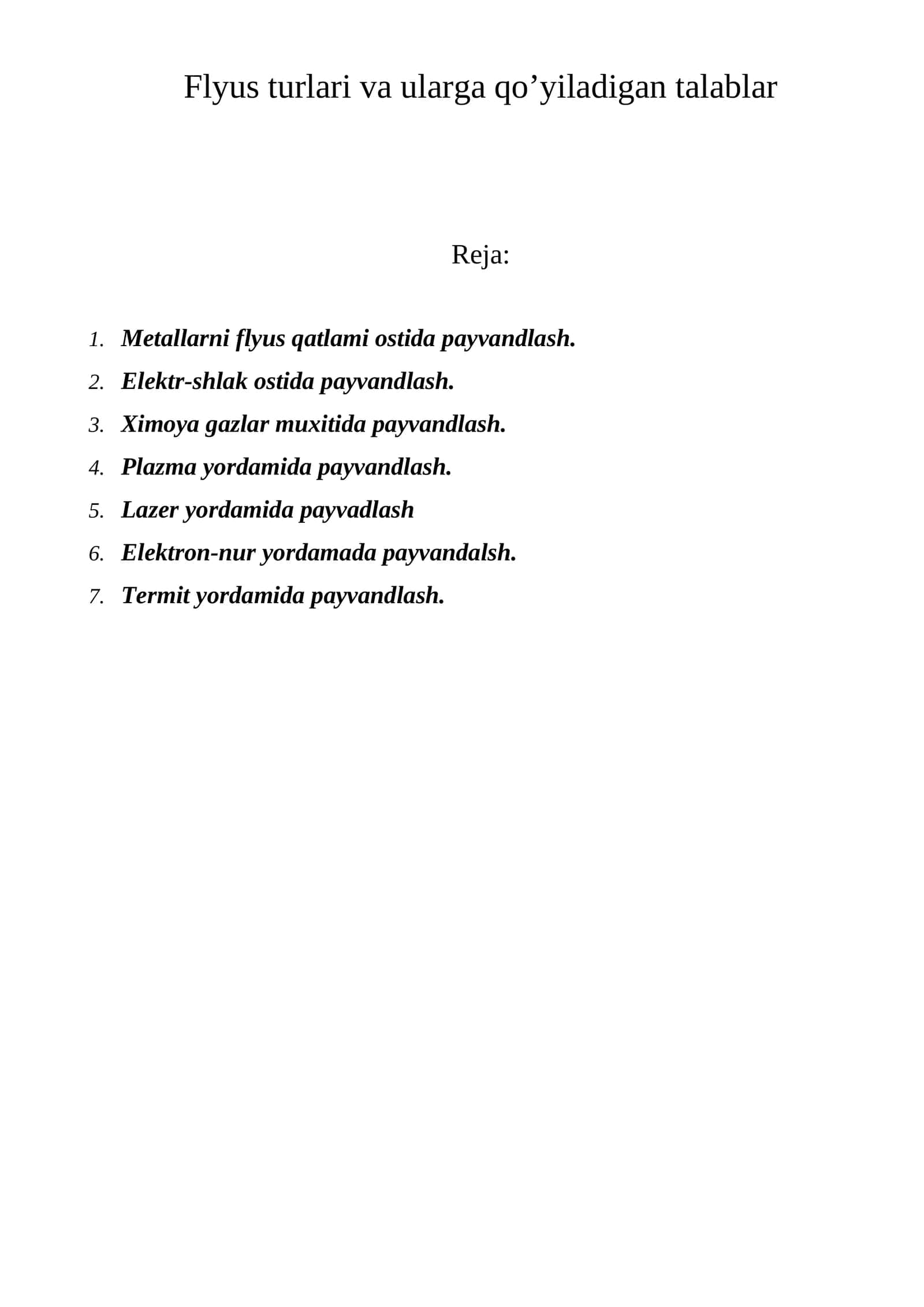 Metallarni flyus qatlami ostida payvandlash