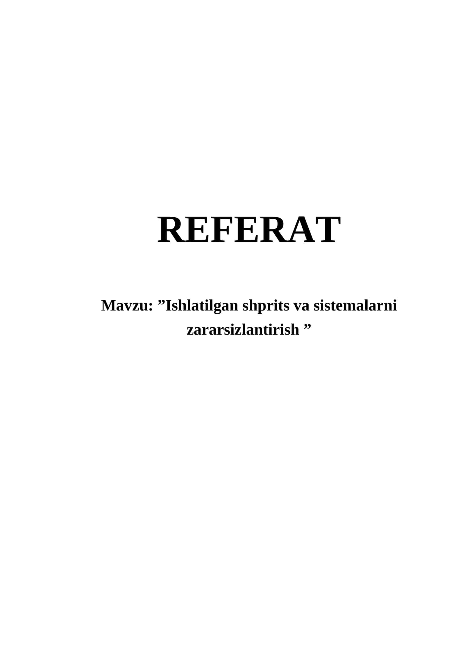 Ishlatilgan shprits va sistemalarni zararsizlantirish