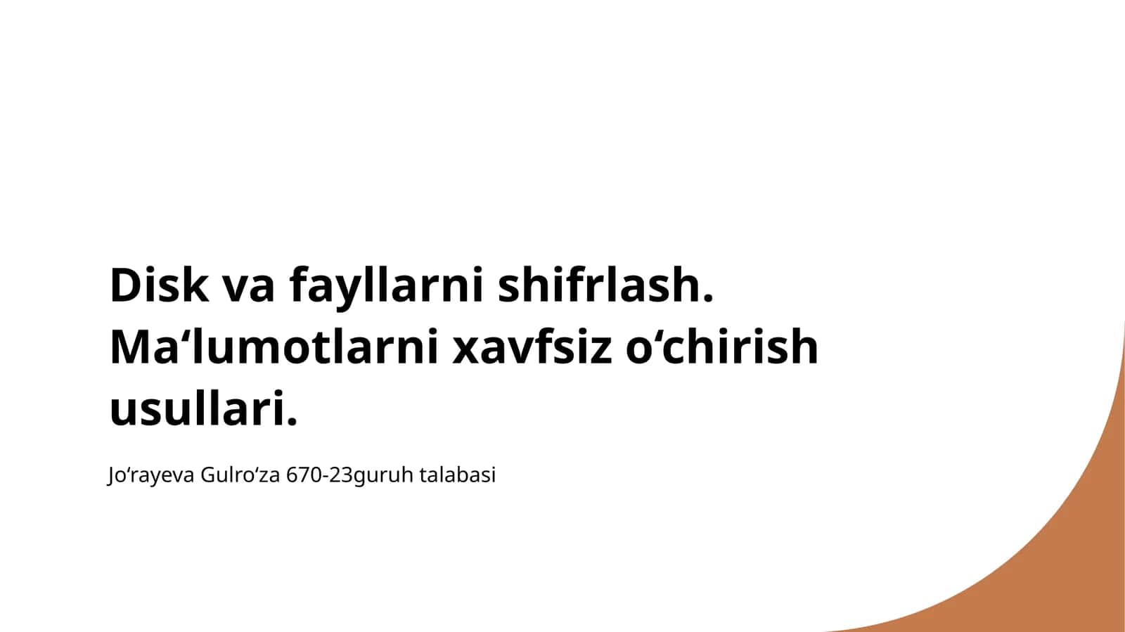 Disk va fayllarni shifrlash
