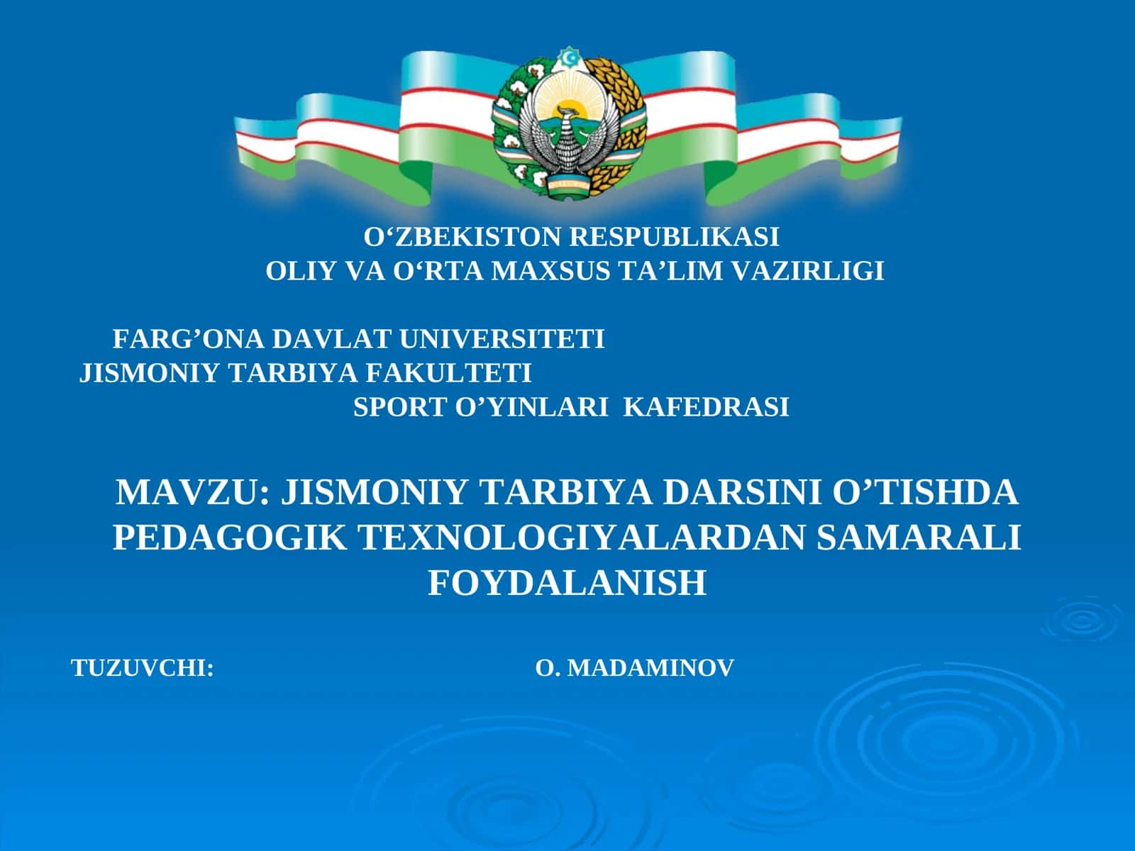 Jismoniy Tarbiya Darsini O'tish Pedagogik Texnologiyalardan Samarali Foydalanish