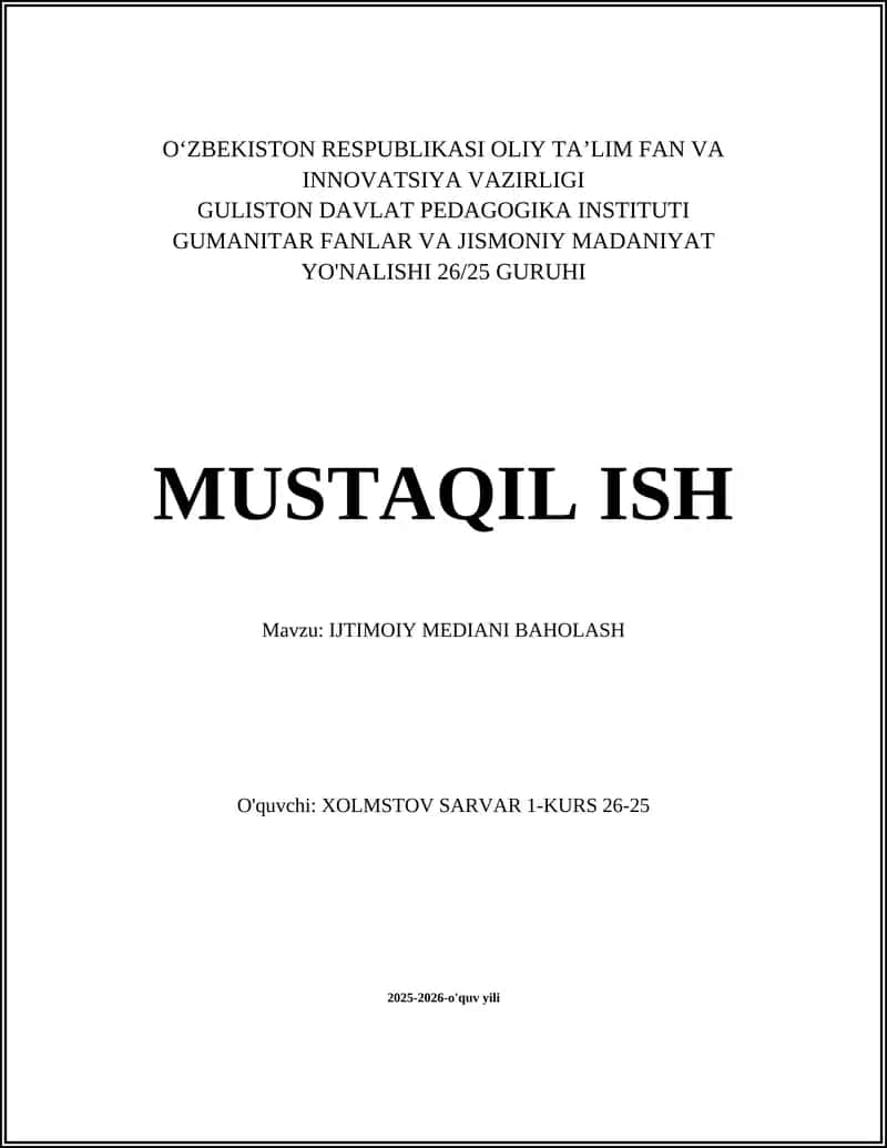 IJTIMOIY MEDIANI BAHOLASH