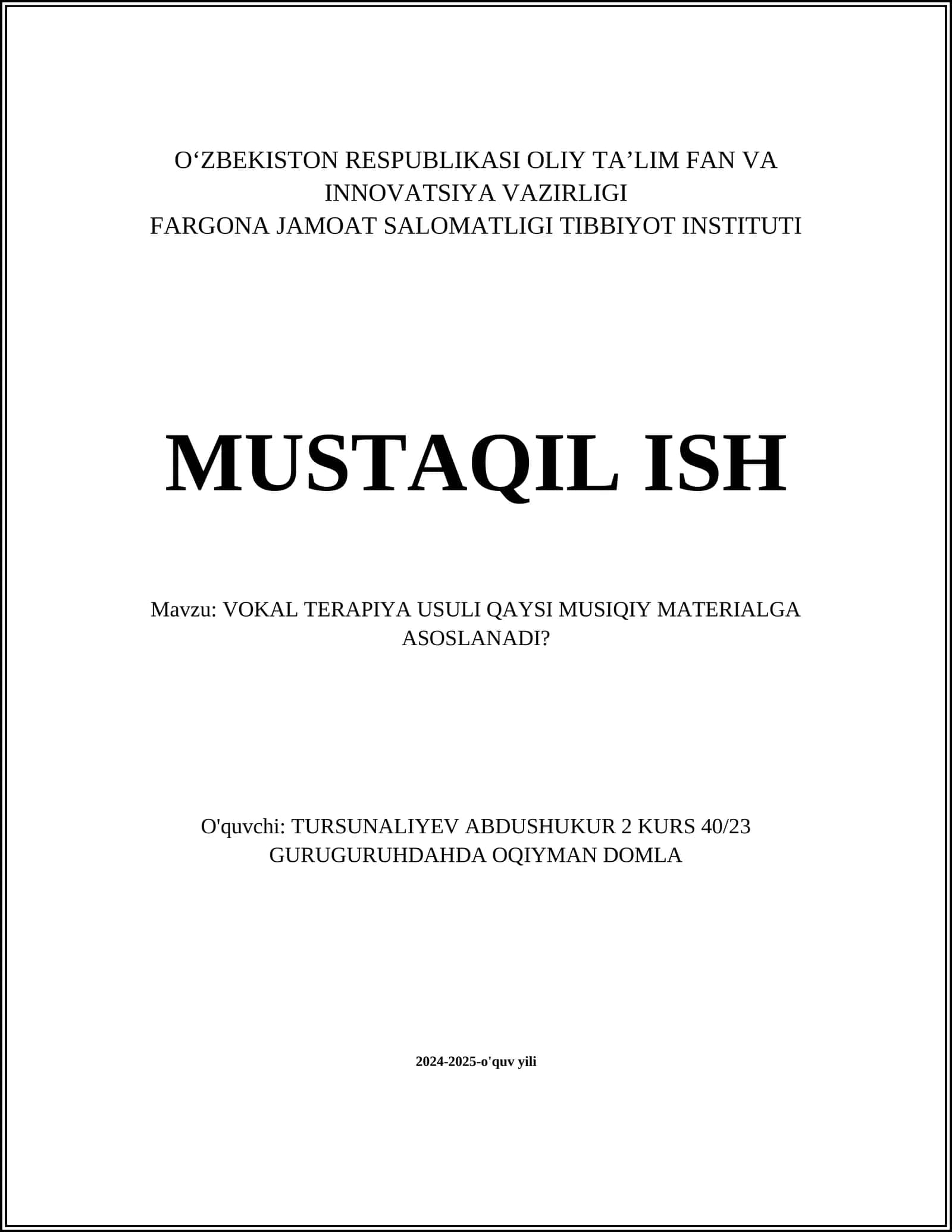 Vokal Terapiya Usullari