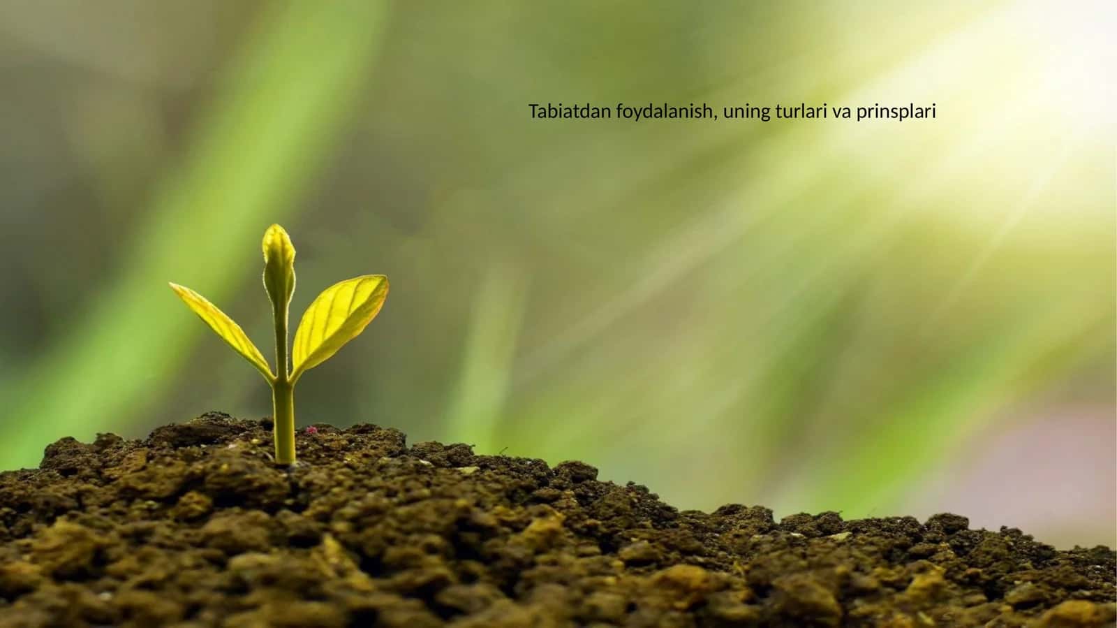 Tabiatdan foydalanish, uning turlari va prinsplari