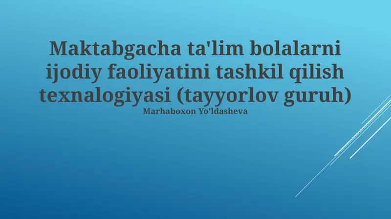 Ijodiy faoliyatni tashkil etish texnologiyasi