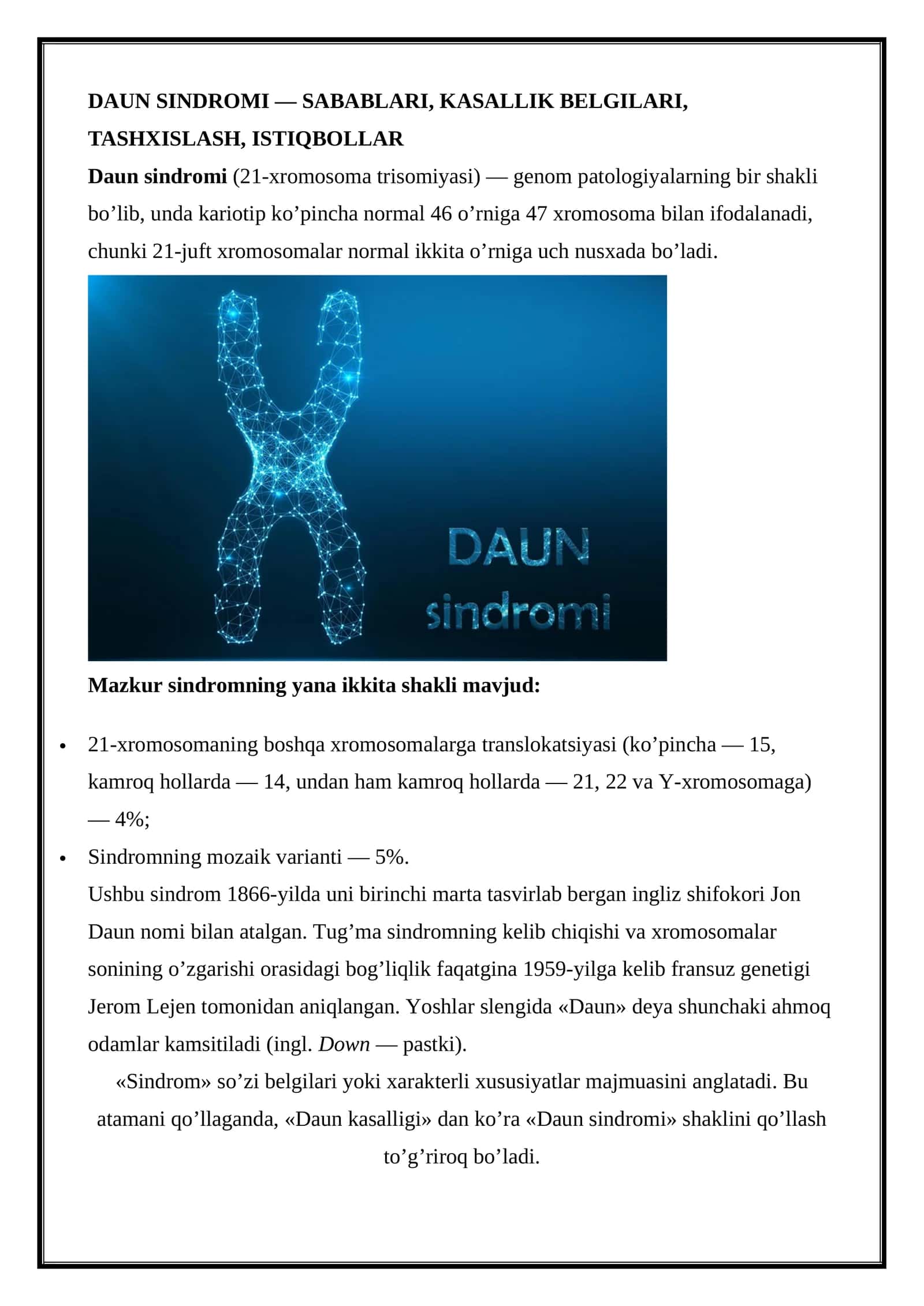 DAUN SINDROMI