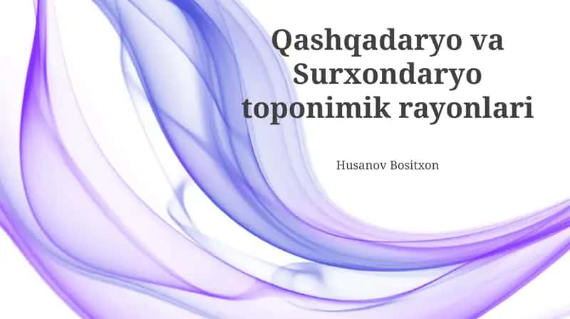 Qashqadaryo va Surxondaryo toponimik rayonlari