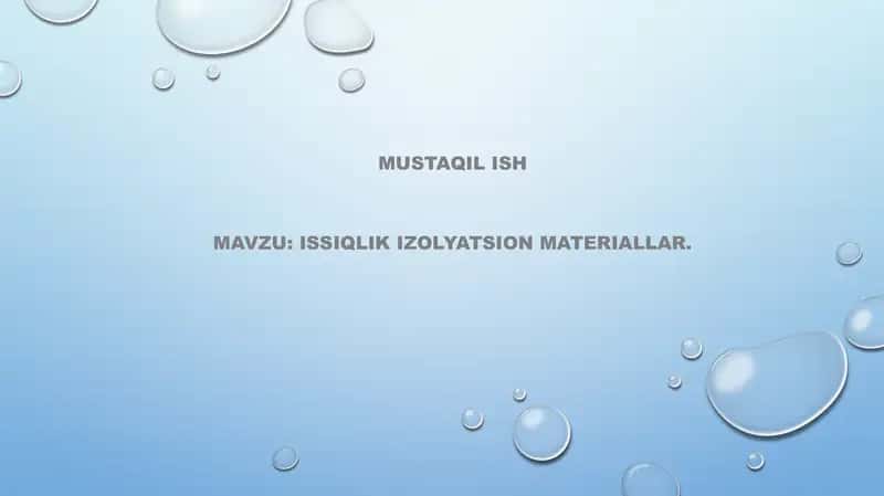 Issiqlik izolyatsion materiallar