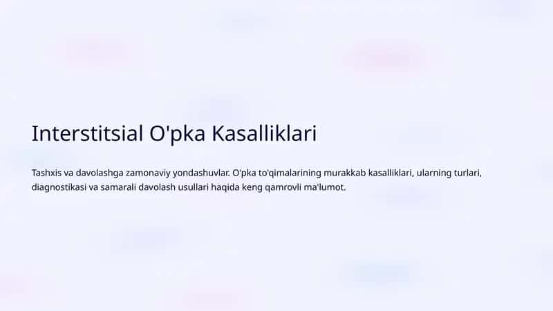 Interstitsial O'pka Kasalliklari