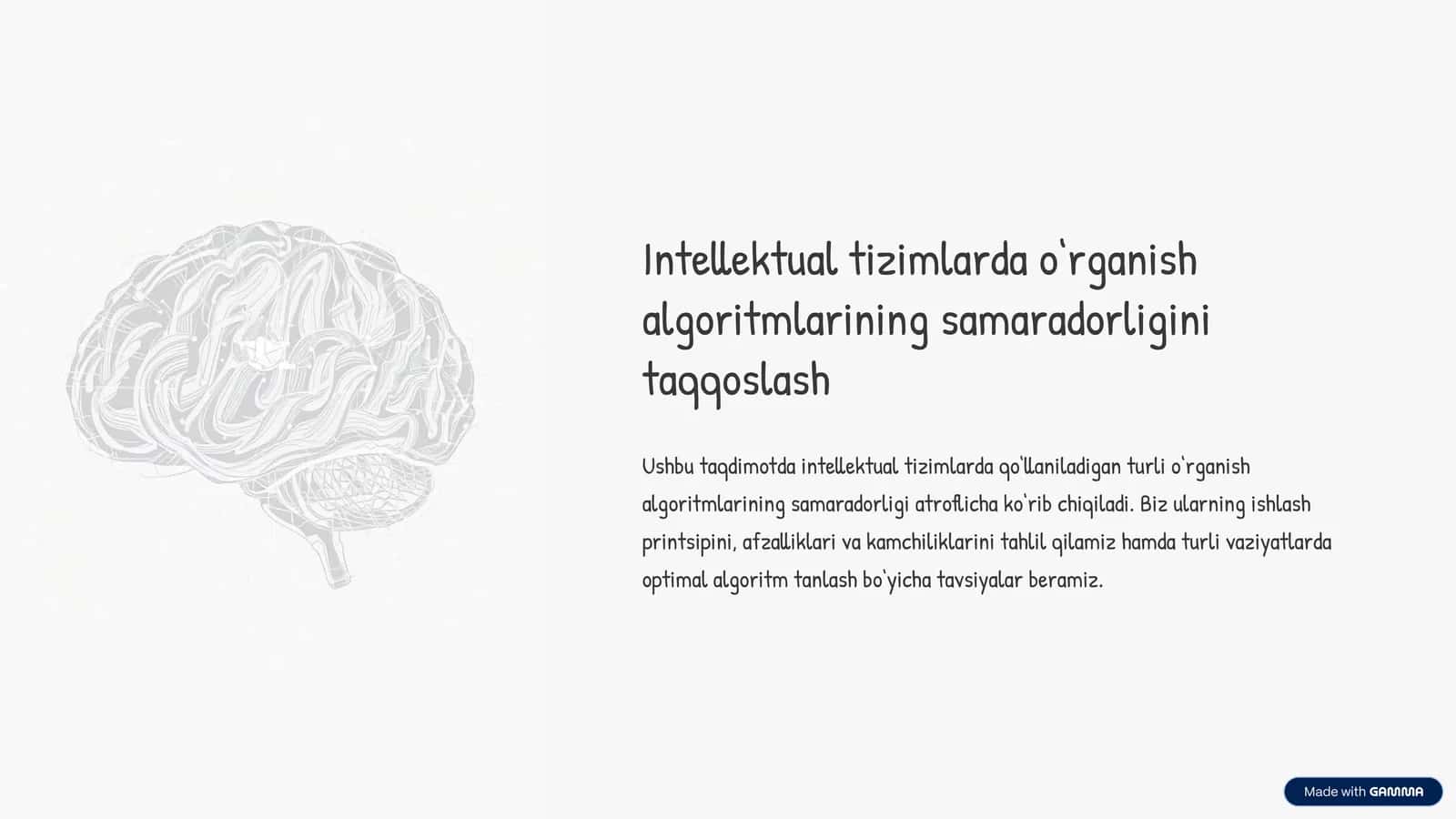 O‘rganish algoritmlarining samaradorligi