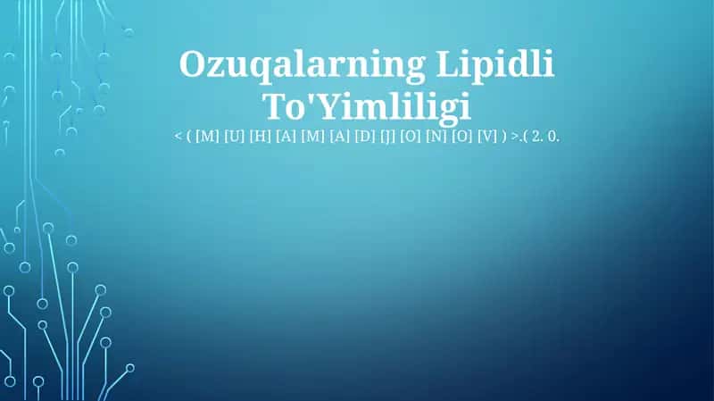 Ozuqalarning Lipidli To'Yimliligi