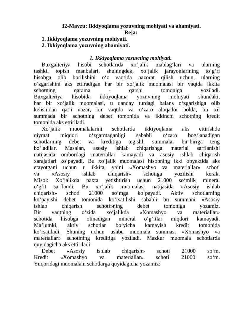 Ikkiyoqlama yozuvning mohiyati va ahamiyati