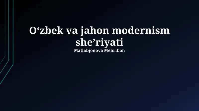 O‘zbek va jahon modernism she’riyati