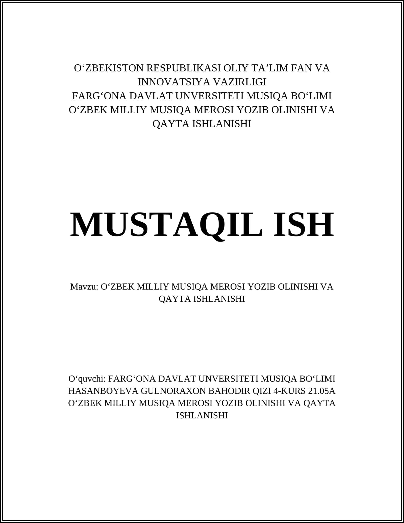 O‘zbek Milliy Musiqa Merosi