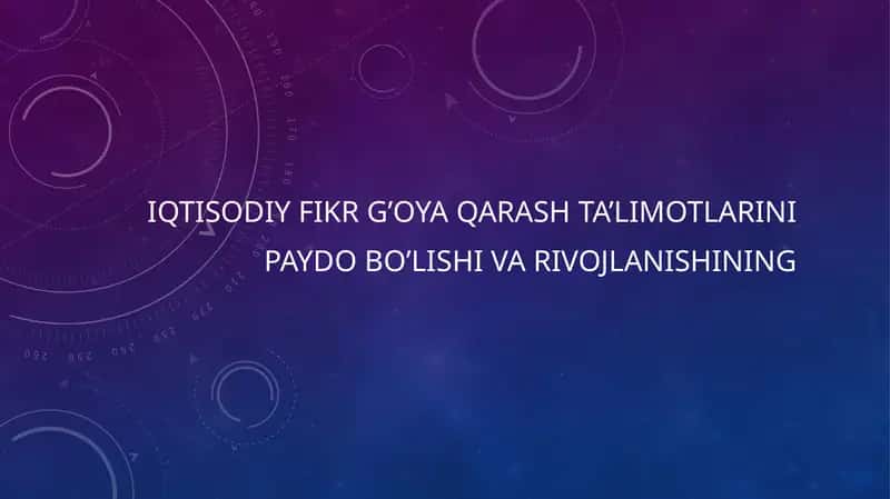 Iqtisodiy ta'limotlar tarixi