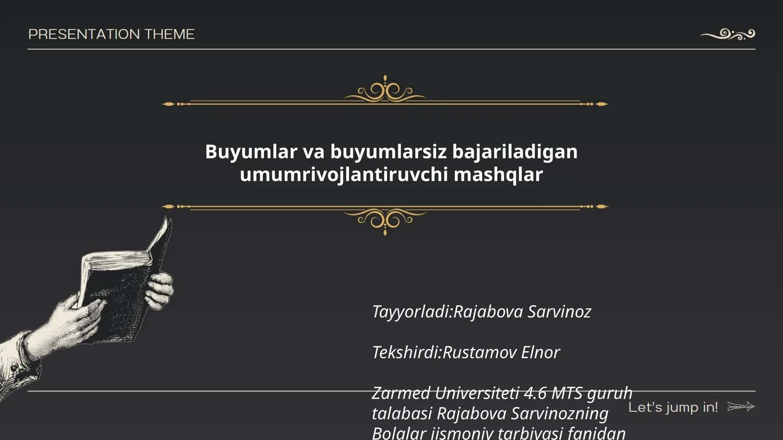 Buyumlar va buyumlarsiz bajariladigan umumrivojlantiruvchi mashqlar