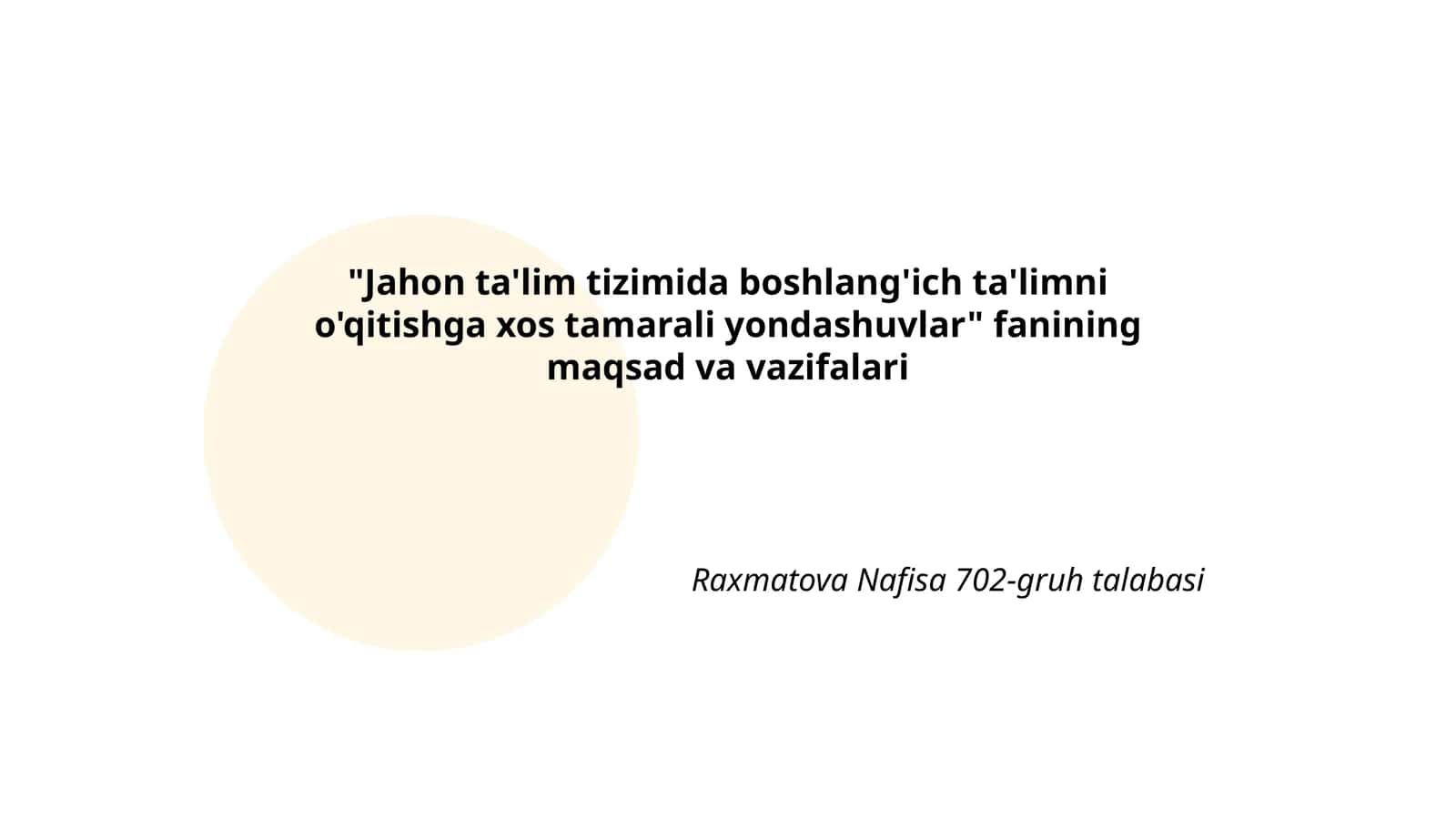 Jahon ta'lim tizimida boshlang'ich ta'limni o'qitishga xos tamarali yondashuvlar