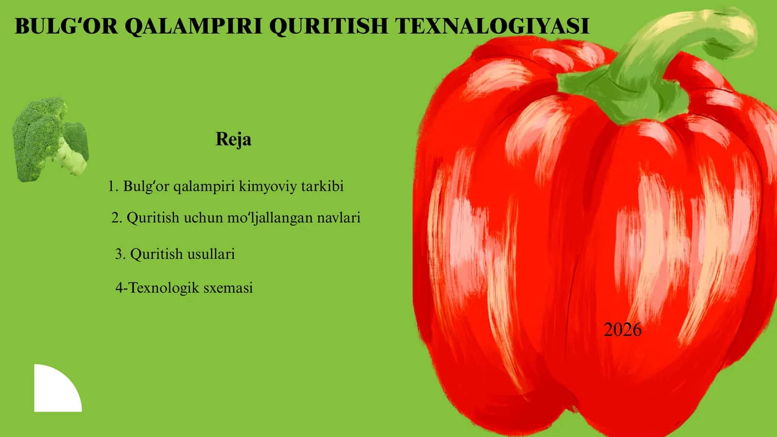 BULGʻOR QALAMPIRI QURITISH TEXNALOGIYASI