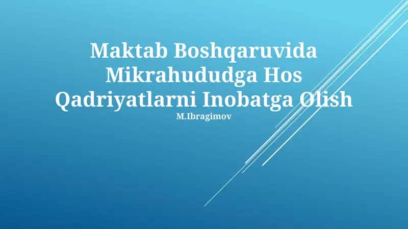 Mikrota'limni Maktab Boshqaruvi