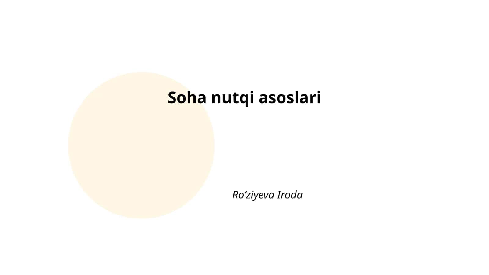 Soha nutqi asoslari