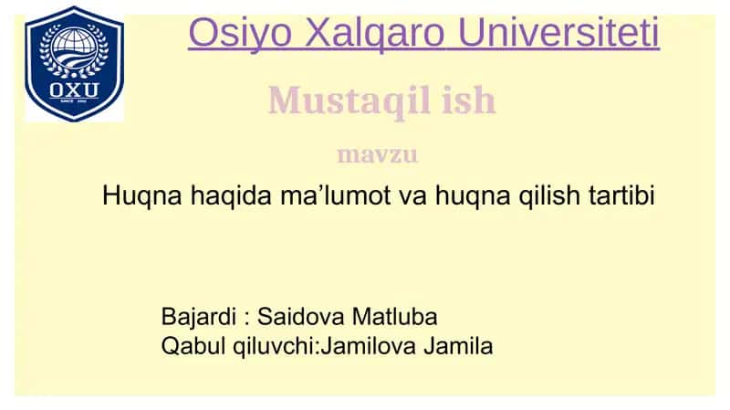 Huqna haqida
