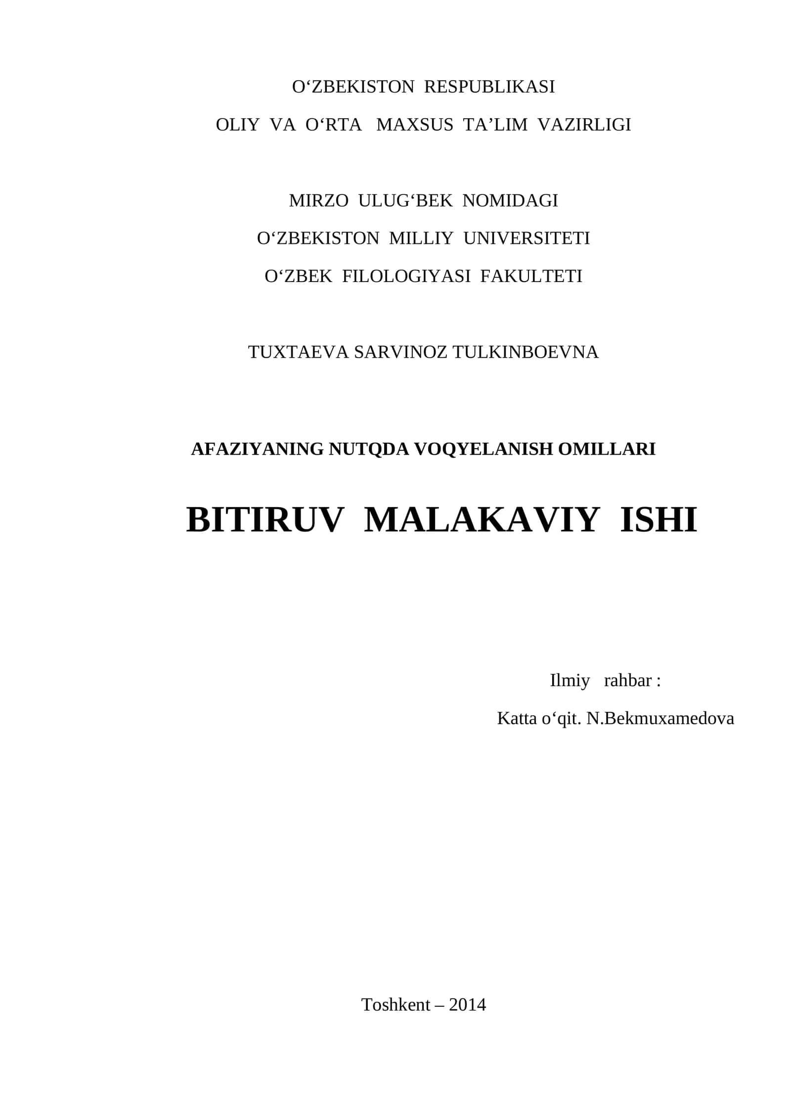 AFAZIYANING NUTQDA VOQYELANISH OMILLARI