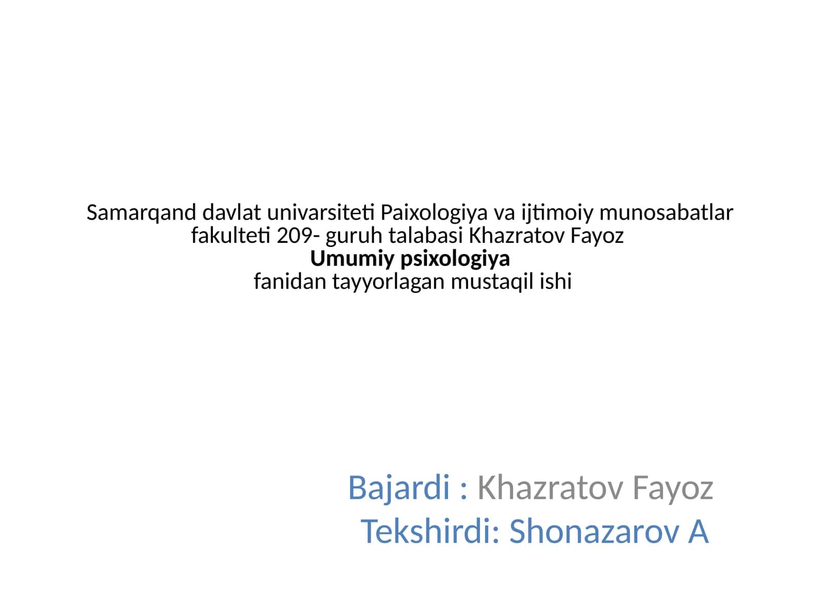 Fayoz Hazratovning qobiliyatlarni rivojlantirish
