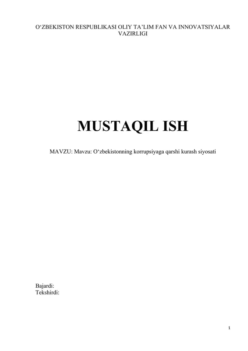 O‘zbekistonning korrupsiyaga qarshi kurash siyosati