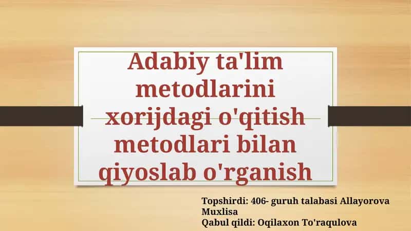 Adabiy ta'lim metodlari