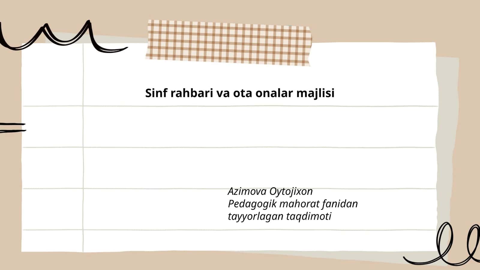 Sinf rahbari va ota onalar majlisi