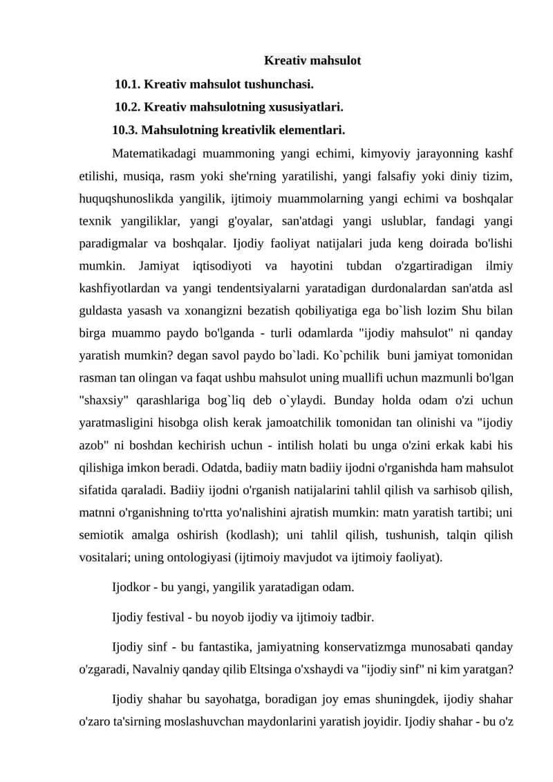 Kreativ mahsulot