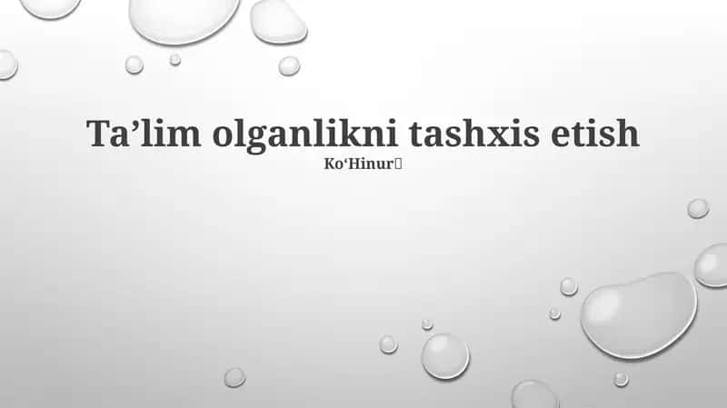 Taʼlim olganlikni tashxis etish
