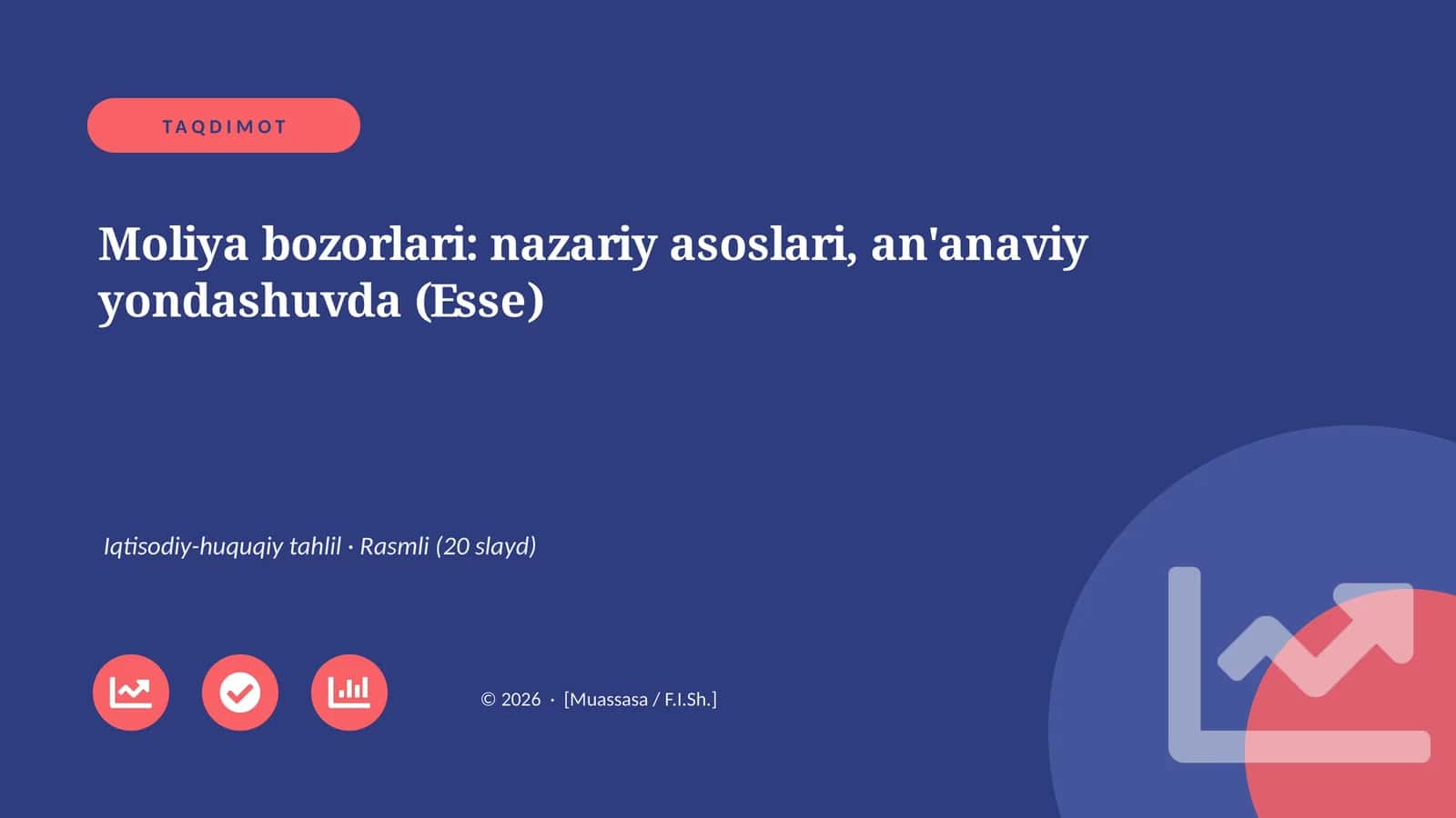 Moliya bozorlari: nazariy asoslari, an'anaviy yondashuvda (Esse)