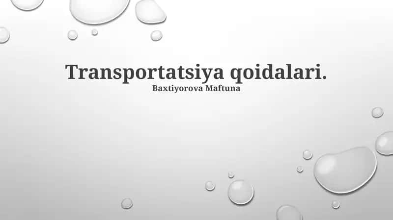 Transportatsiya qoidalari