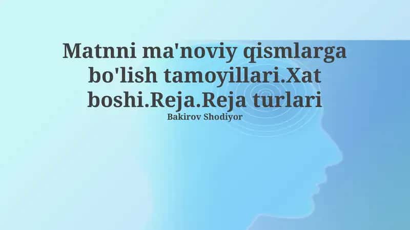 Matnni semantik qismlarga bo'lish tamoyillari