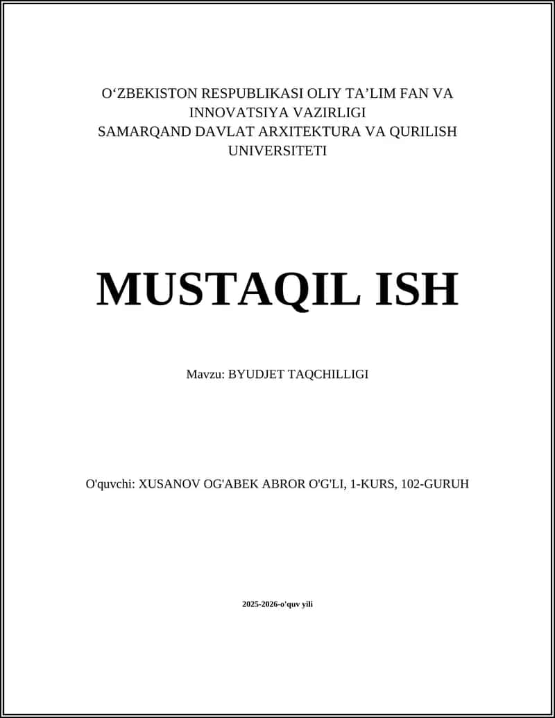 BYUDJET TAQCHILLIGI