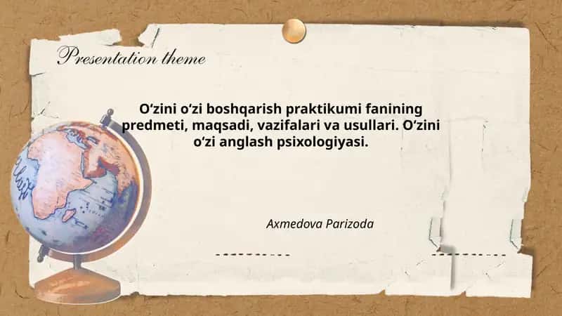 O‘zini o‘zi boshqarish praktikumi